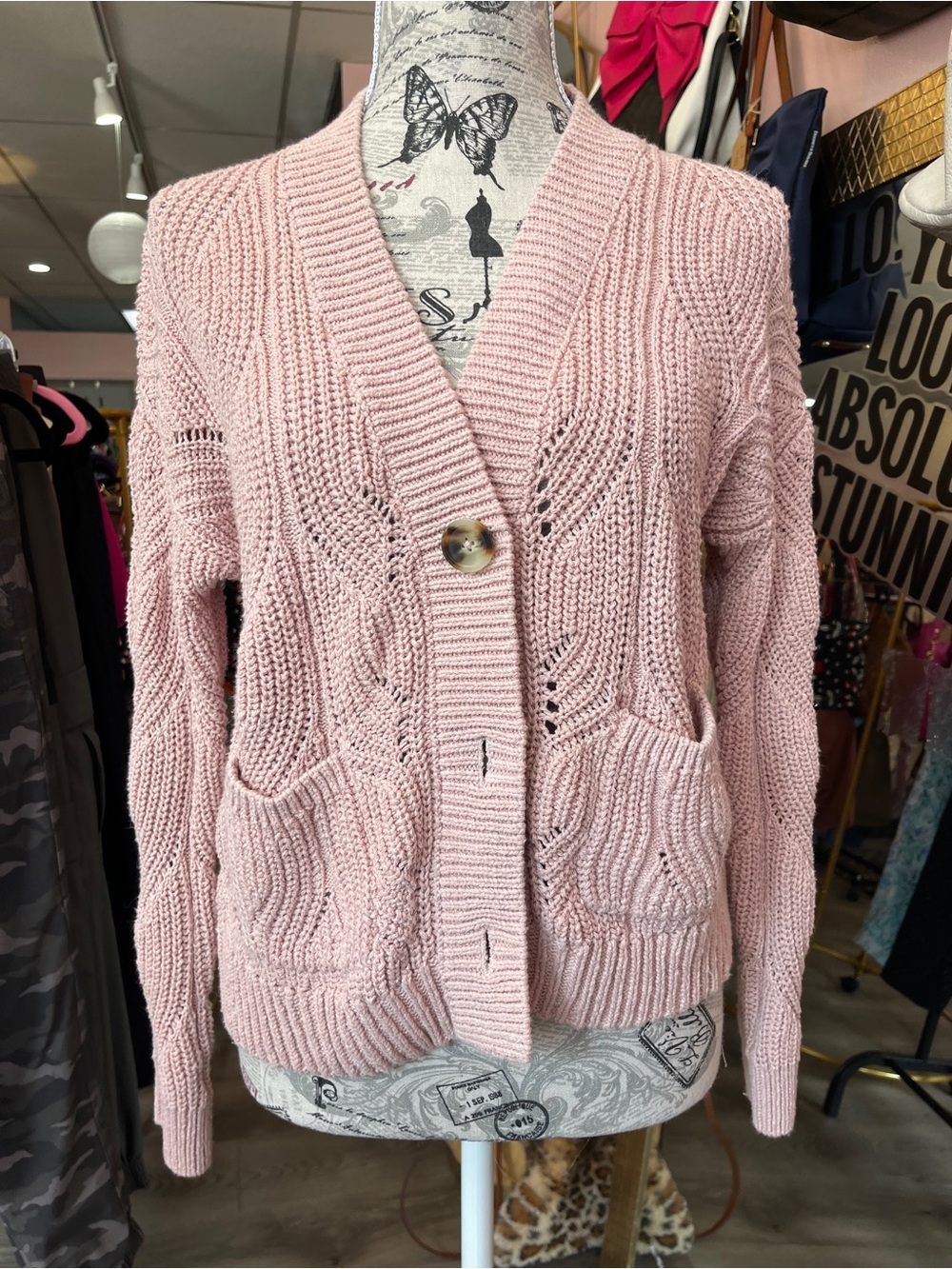 Madewell Blush Pink Open-Front Knit Cardigan